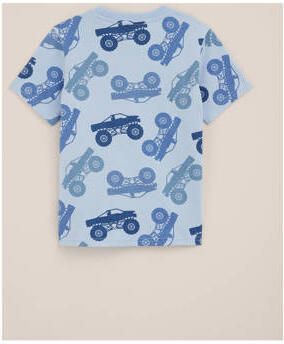 WE Fashion lichtblauw T-shirt Jongens Katoen Ronde hals All over print 122 128 - Foto 3
