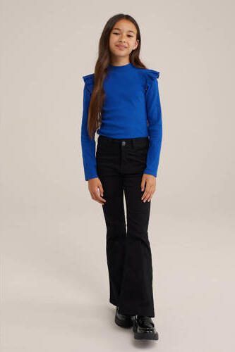 WE Fashion longsleeve Blauw Meisjes Stretchkatoen Ronde hals Effen 110 116 - Foto 3