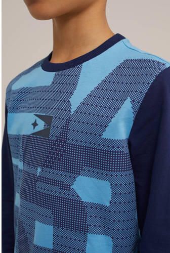 WE Fashion longsleeve blauw donkerblauw Jongens Katoen Ronde hals Meerkleurig 134 140 - Foto 2