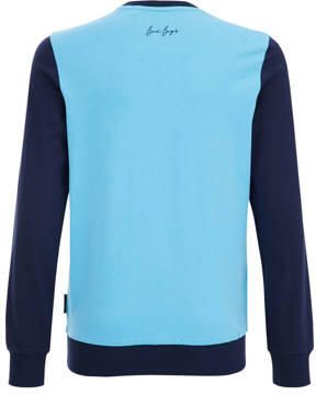 WE Fashion longsleeve blauw donkerblauw Jongens Katoen Ronde hals Meerkleurig 134 140 - Foto 3