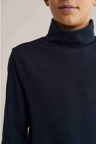 WE Fashion longsleeve donkerblauw Jongens Stretchkatoen Col Effen 110 116 - Foto 4