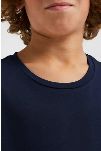 WE Fashion longsleeve donkerblauw Jongens Viscose Ronde hals Effen 110 116 - Foto 2