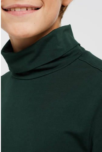 WE Fashion longsleeve donkergroen Jongens Stretchkatoen Col Effen 122 128 - Foto 3