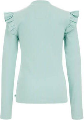 WE Fashion longsleeve Groen Meisjes Stretchkatoen Ronde hals Effen 158 164 - Foto 3