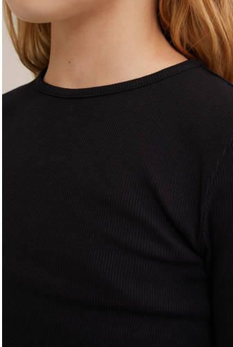 WE Fashion longsleeve hardblauw Meisjes Stretchkatoen Ronde hals Effen 110 116 - Foto 3
