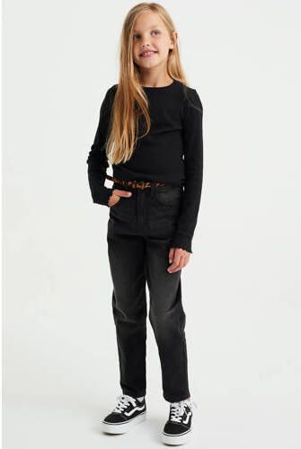 WE Fashion longsleeve hardblauw Meisjes Stretchkatoen Ronde hals Effen 110 116 - Foto 4