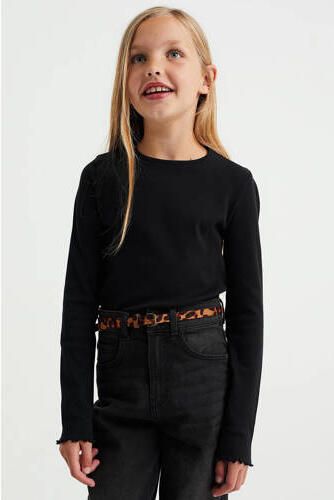 WE Fashion longsleeve hardblauw Meisjes Stretchkatoen Ronde hals Effen 110 116 - Foto 5