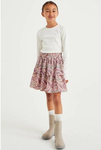 WE Fashion longsleeve hardblauw Meisjes Stretchkatoen Ronde hals Effen 110 116 - Foto 3