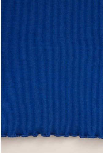 WE Fashion longsleeve hardblauw Meisjes Stretchkatoen Ronde hals Effen 134 140