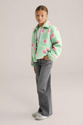 WE Fashion longsleeve hardblauw Meisjes Stretchkatoen Ronde hals Effen 158 164 - Foto 2
