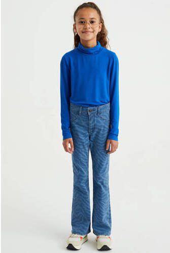WE Fashion longsleeve hardblauw Meisjes Viscose Col Effen 110 116 - Foto 2