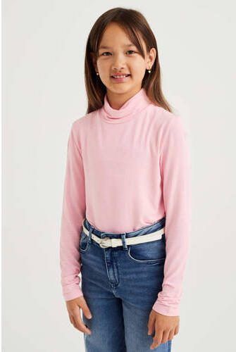 WE Fashion longsleeve lichtroze Meisjes Viscose Col Effen 122 128 - Foto 2