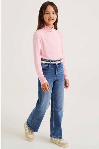 WE Fashion longsleeve lichtroze Meisjes Viscose Col Effen 122 128 - Foto 3