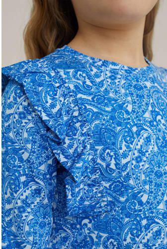 WE Fashion longsleeve met all over print blauw Meisjes Viscose Ronde hals 110 116 - Foto 2