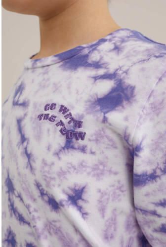 WE Fashion longsleeve met all over print lila wit Paars Meisjes Katoen Ronde hals 110 116 - Foto 2