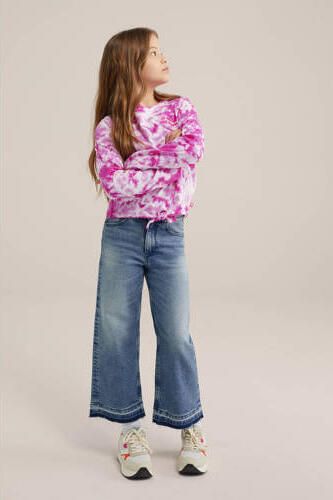 WE Fashion longsleeve met all over print roze lichtroze wit Meisjes Katoen Ronde hals 110 116 - Foto 3