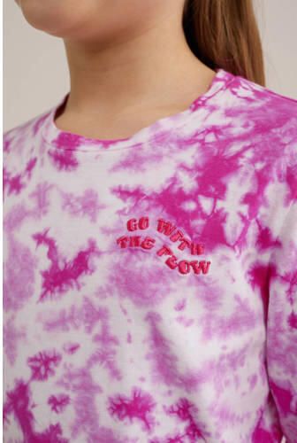 WE Fashion longsleeve met all over print roze lichtroze wit Meisjes Katoen Ronde hals 110 116 - Foto 2