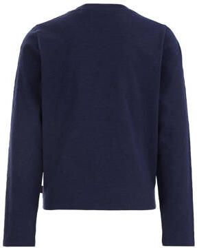 WE Fashion longsleeve met printopdruk donkerblauw Meisjes Katoen Ronde hals 110 116
