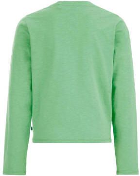 WE Fashion longsleeve met printopdruk groen Meisjes Katoen Ronde hals Printopdruk 110 116