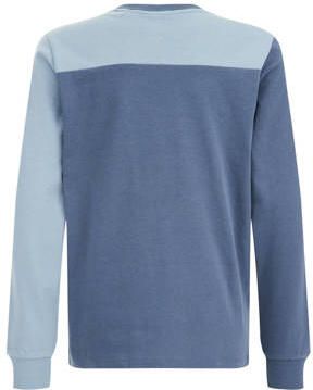 WE Fashion longsleeve met tekst blauw Jongens Katoen Ronde hals Tekst 110 116 - Foto 3