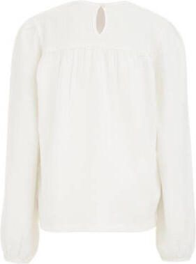 WE Fashion longsleeve offwhite Ecru Meisjes Katoen Ronde hals Effen 110 116 - Foto 3