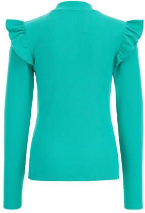 WE Fashion longsleeve sea green Groen Meisjes Stretchkatoen Ronde hals 110 116