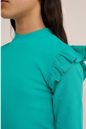 WE Fashion longsleeve sea green Groen Meisjes Stretchkatoen Ronde hals 110 116 - Foto 2