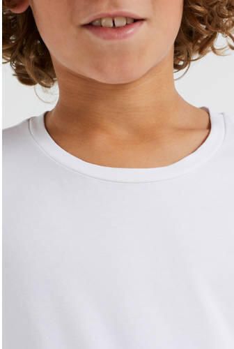WE Fashion longsleeve wit Jongens Viscose Ronde hals Effen 110 116 - Foto 3