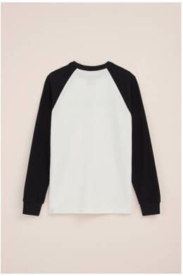 WE Fashion longsleeve wit zwart Jongens Katoen Ronde hals Meerkleurig 122 128 - Foto 3