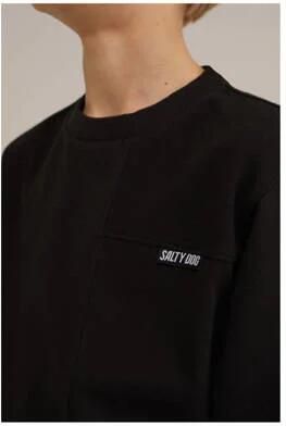 WE Fashion longsleeve zwart Jongens Katoen Ronde hals Effen 134 140
