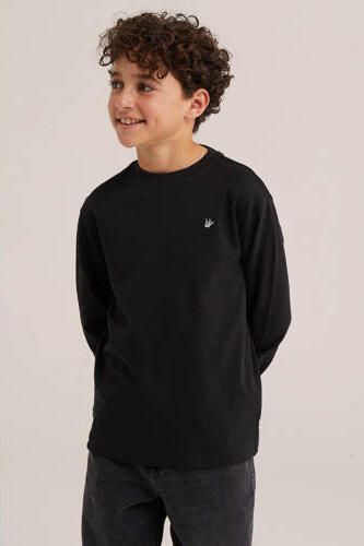 WE Fashion longsleeve zwart Jongens Katoen Ronde hals Effen - Foto 3