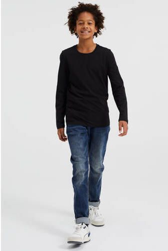 WE Fashion longsleeve zwart Jongens Viscose Ronde hals Effen 122 128 - Foto 3