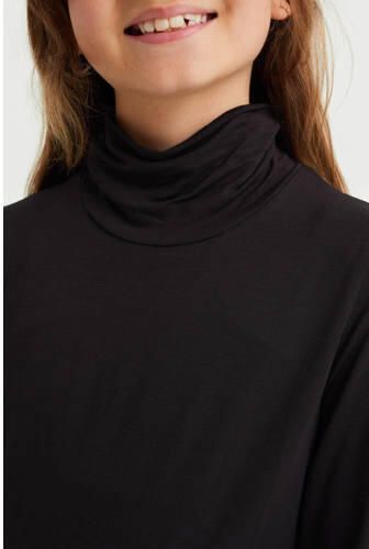 WE Fashion longsleeve zwart Meisjes Viscose Col Effen 122 128 - Foto 3
