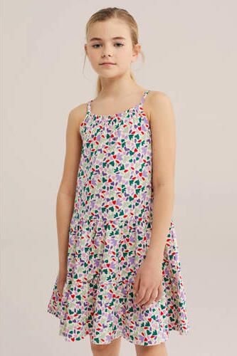 WE Fashion midi jurk ecru Meisjes Katoen Ronde hals All over print - Foto 1