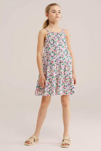 WE Fashion midi jurk ecru Meisjes Katoen Ronde hals All over print - Foto 2
