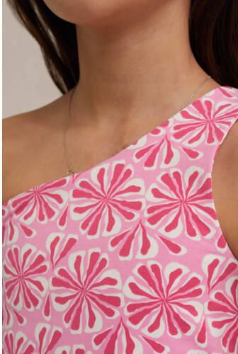 WE Fashion one shoulder top prism pink Roze All over print 158 164