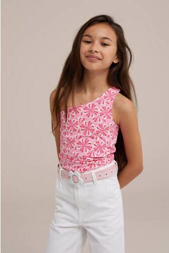 WE Fashion one shoulder top prism pink Roze All over print 158 164 - Foto 2