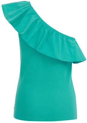 WE Fashion one shoulder top sea green Groen Effen 170 176