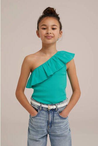 WE Fashion one shoulder top sea green Groen Effen 170 176 - Foto 2