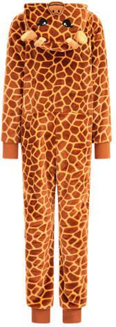 WE Fashion onesie van imitatiebont bruin Meisjes Fleece Capuchon Dierenprint 110 116 - Foto 2