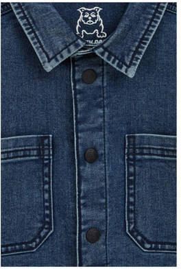 WE Fashion overhemd blue denim Blauw Jongens Katoen Klassieke kraag Effen 110 116 - Foto 2