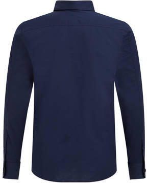 WE Fashion overhemd donkerblauw Jongens Stretchkatoen Klassieke kraag Effen 110 116