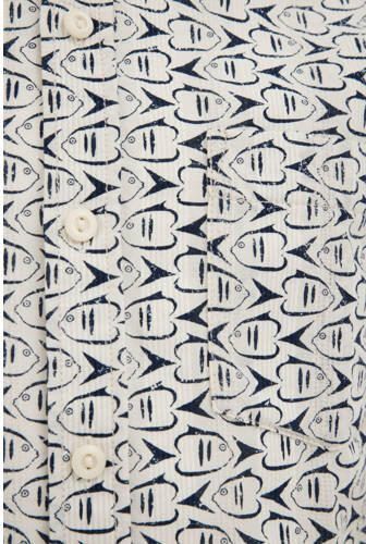 WE Fashion overhemd met all over print ecru zwart Jongens Katoen Klassieke kraag 122 128 - Foto 2