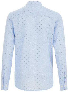 WE Fashion overhemd met all over print lichtblauw Jongens Linnen Ronde hals 110 116 - Foto 3