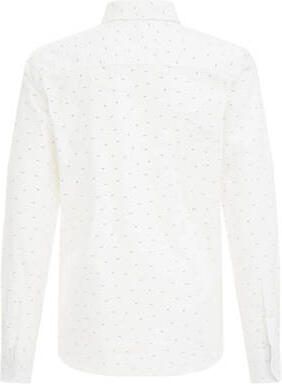 WE Fashion overhemd met all over print wit Jongens Stretchkatoen Klassieke kraag 110 116