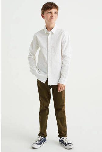WE Fashion overhemd met all over print wit Jongens Stretchkatoen Klassieke kraag 110 116 - Foto 3
