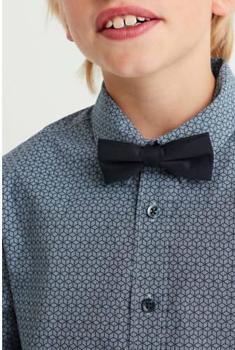 WE Fashion overhemd met vlinderstrik blauw Jongens Stretchdenim Klassieke kraag 134 140 - Foto 3