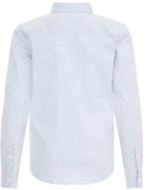 WE Fashion overhemd met vlinderstrik lichtblauw Jongens Stretchdenim Klassieke kraag 110 116