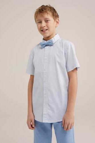 WE Fashion overhemd met vlinderstrik wit Blauw Jongens Katoen Klassieke kraag 110 116 - Foto 3