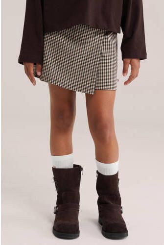 WE Fashion pied-de-poule skort bruin zwart Rok Meisjes Viscose Pied de Poule